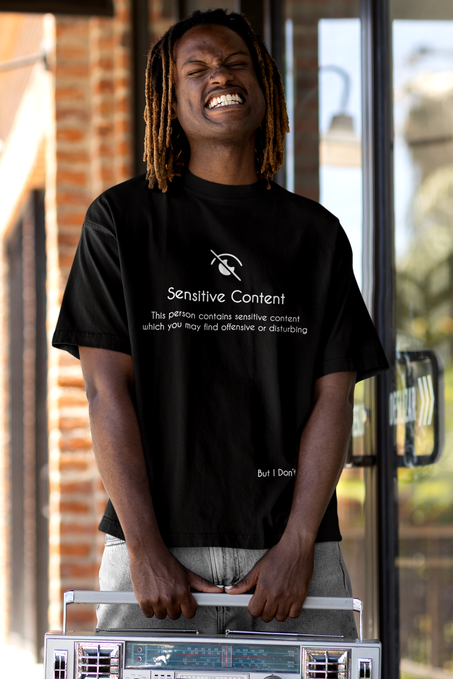Sensitive Content Printed Oversized Drop Shoulder T-Shirt