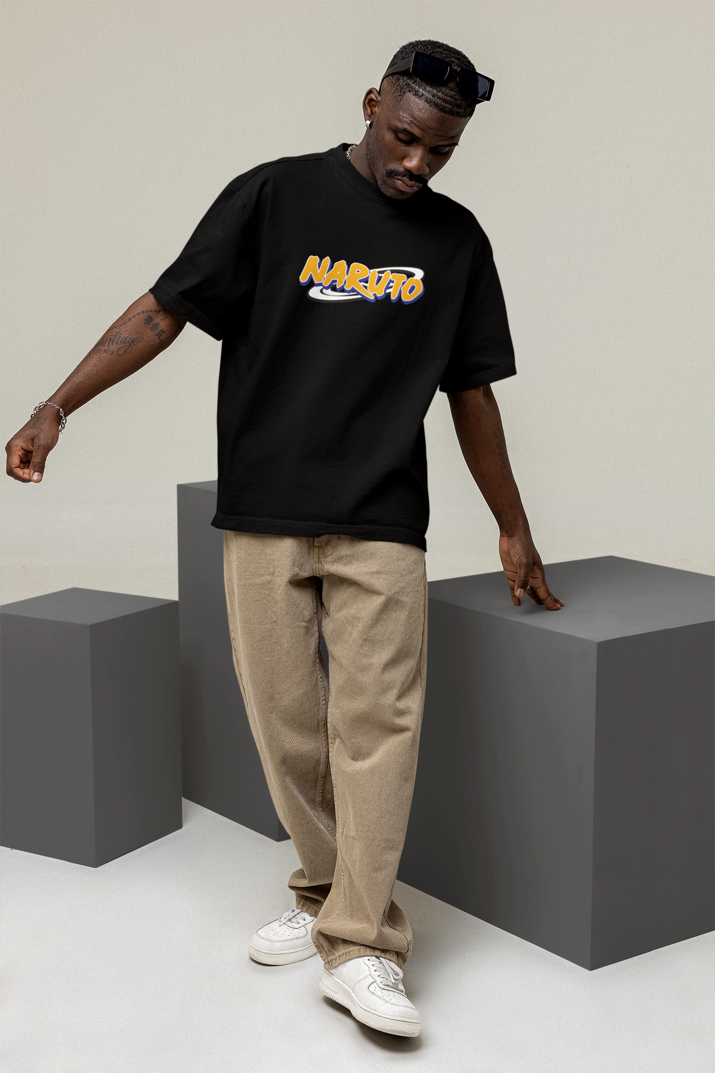 Naruto Printed Oversized Drop Shoulder T-Shirt