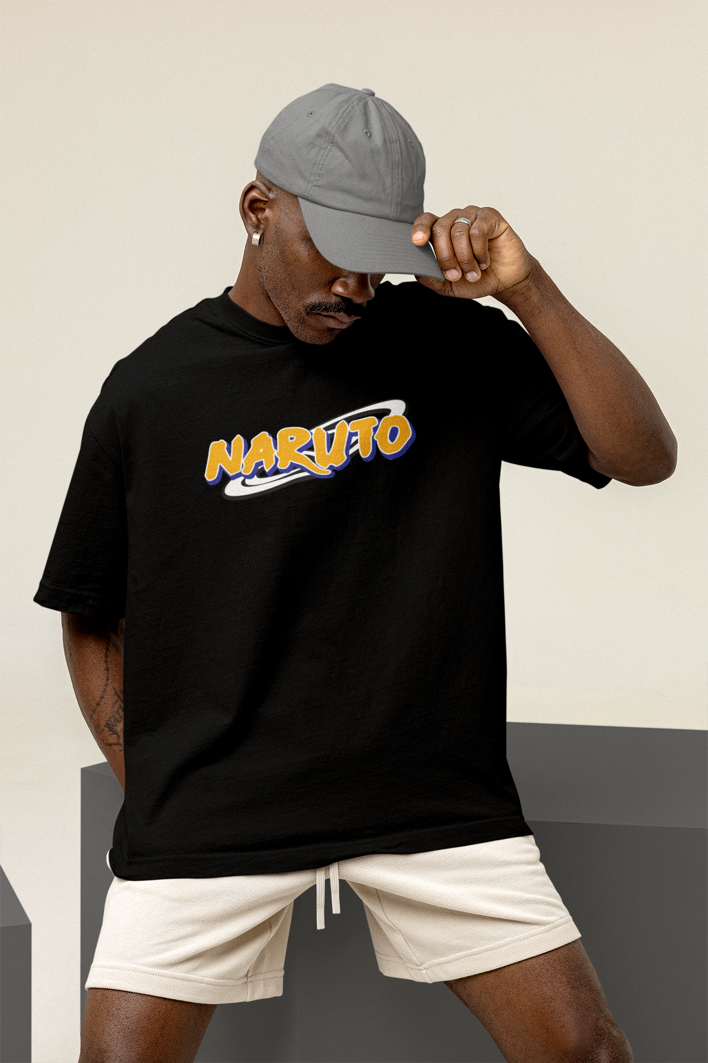Naruto Printed Oversized Drop Shoulder T-Shirt
