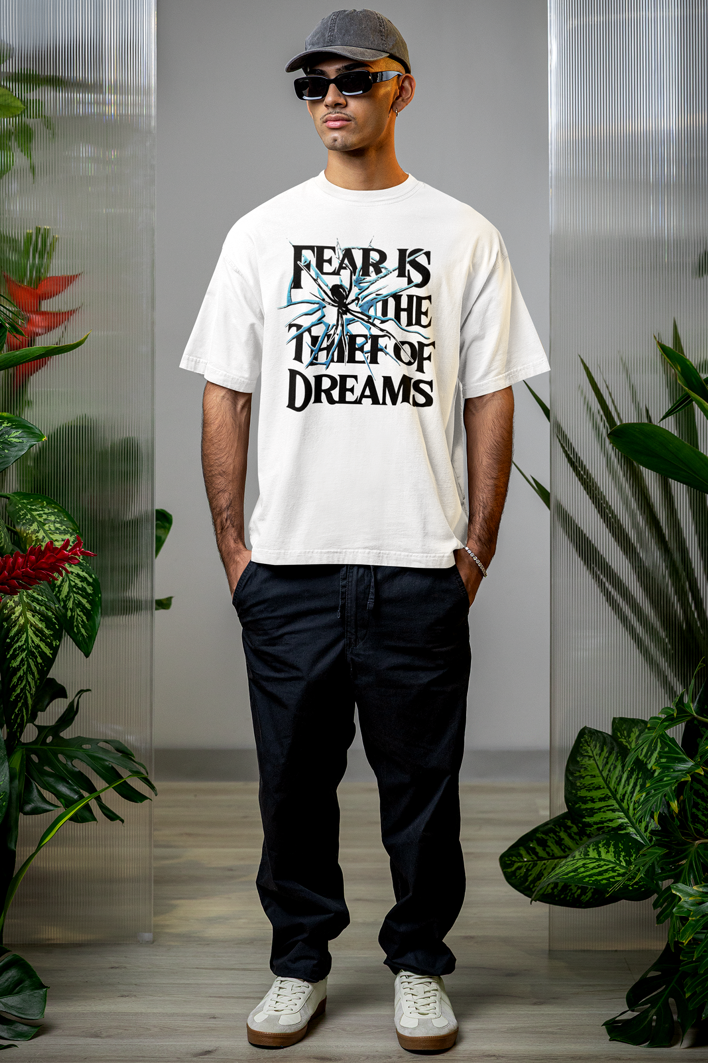 Fear is the Theif Of Dreams Printed Oversized Drop Shoulder T-Shirt