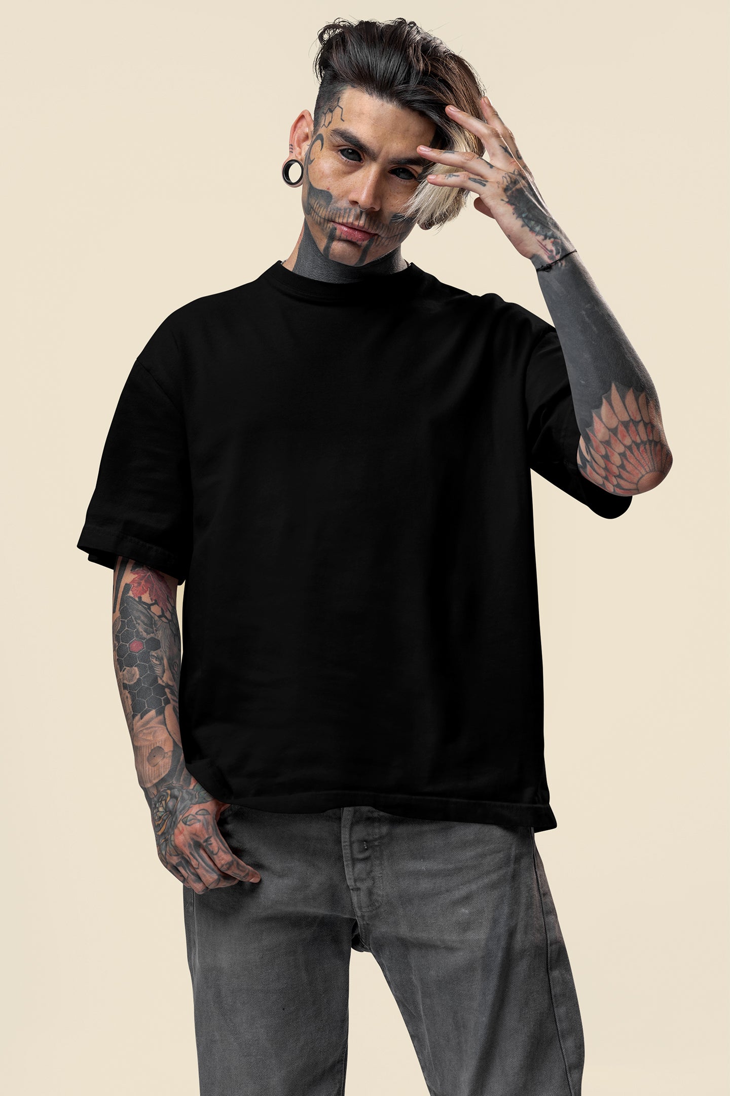Influential Samurai Printed Oversized Drop Shoulder T-Shirt
