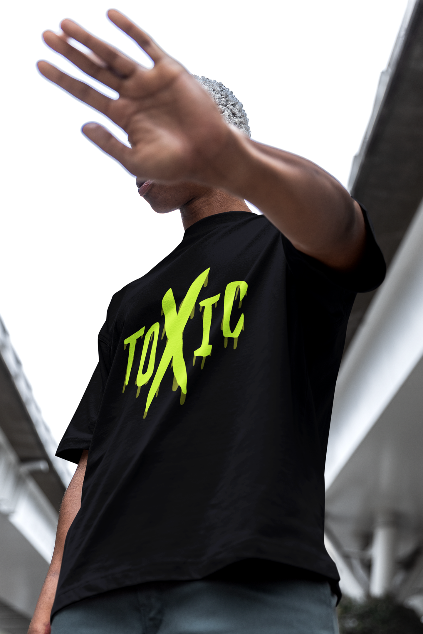 Toxic Printed Oversized Drop Shoulder T-Shirt