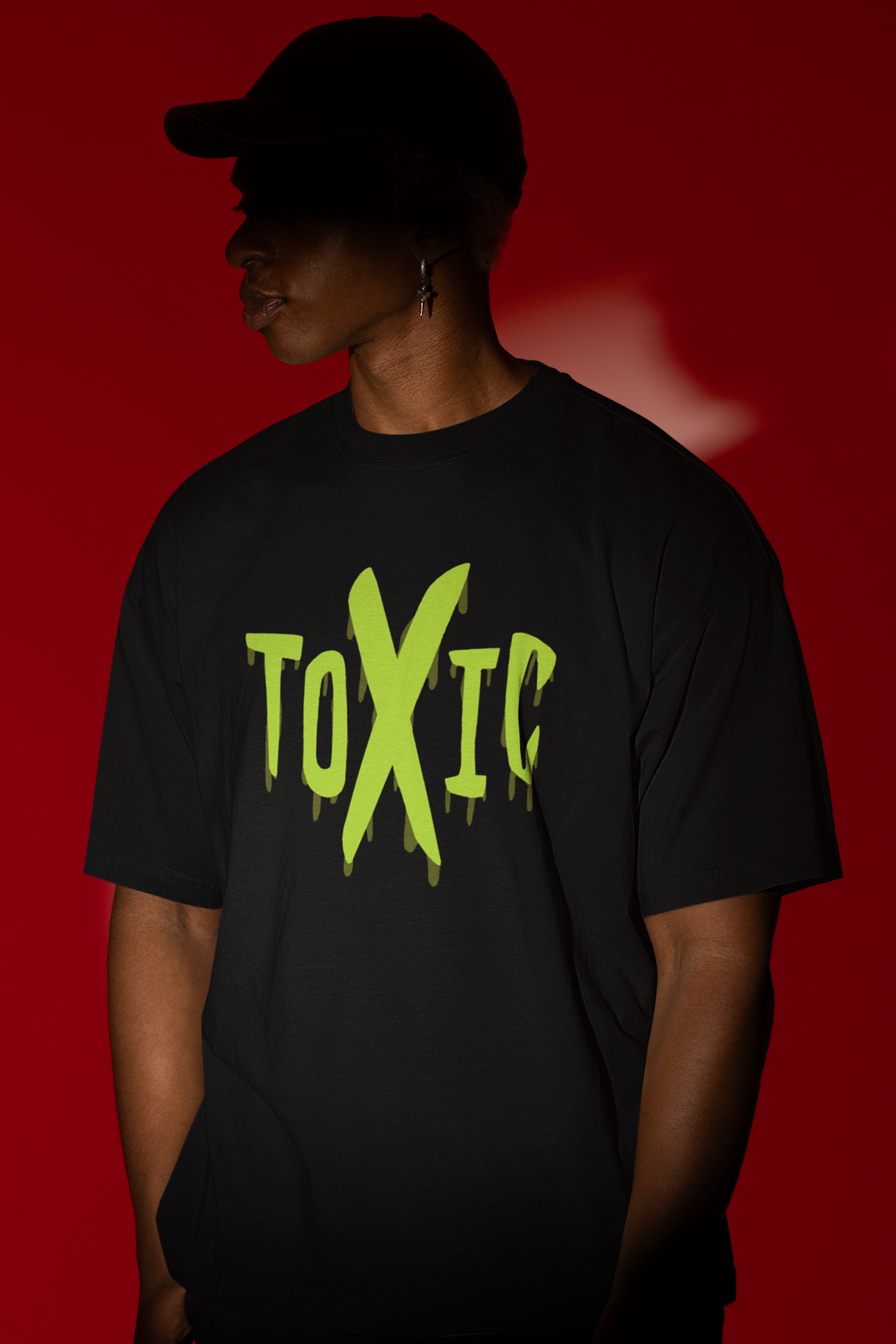Toxic Printed Oversized Drop Shoulder T-Shirt