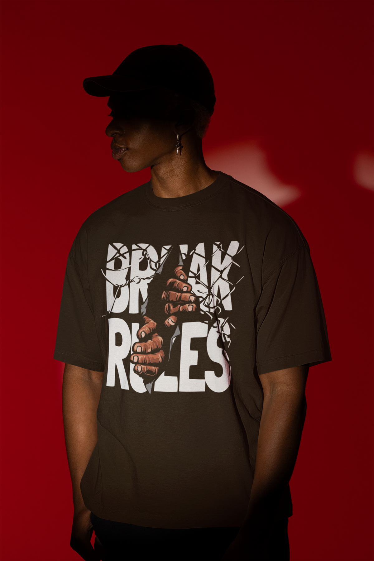 Break Rules Printed Oversized Drop Shoulder T-Shirt