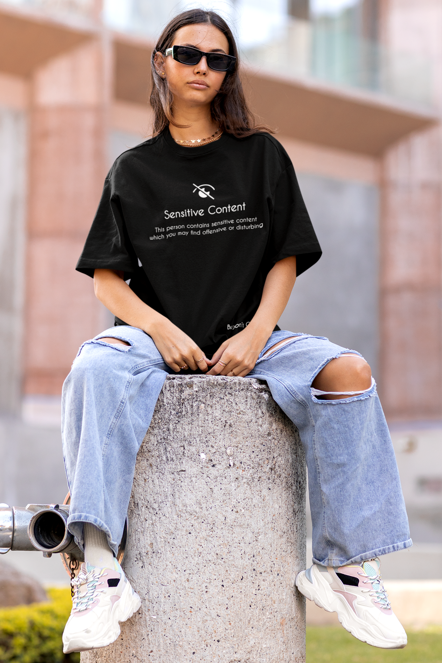 Street Style Girl With Oversized T Shirt Jeans Photographer Until